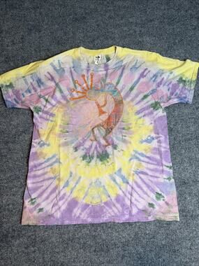 Vintage Kokopelli Tie-Dye T-Shirt, Fruit Of A Loom Heavy Cotton Large Southwest